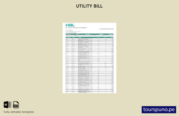 lista para imprimir la plantilla de factura de servicios públicos HBL de Pakistá